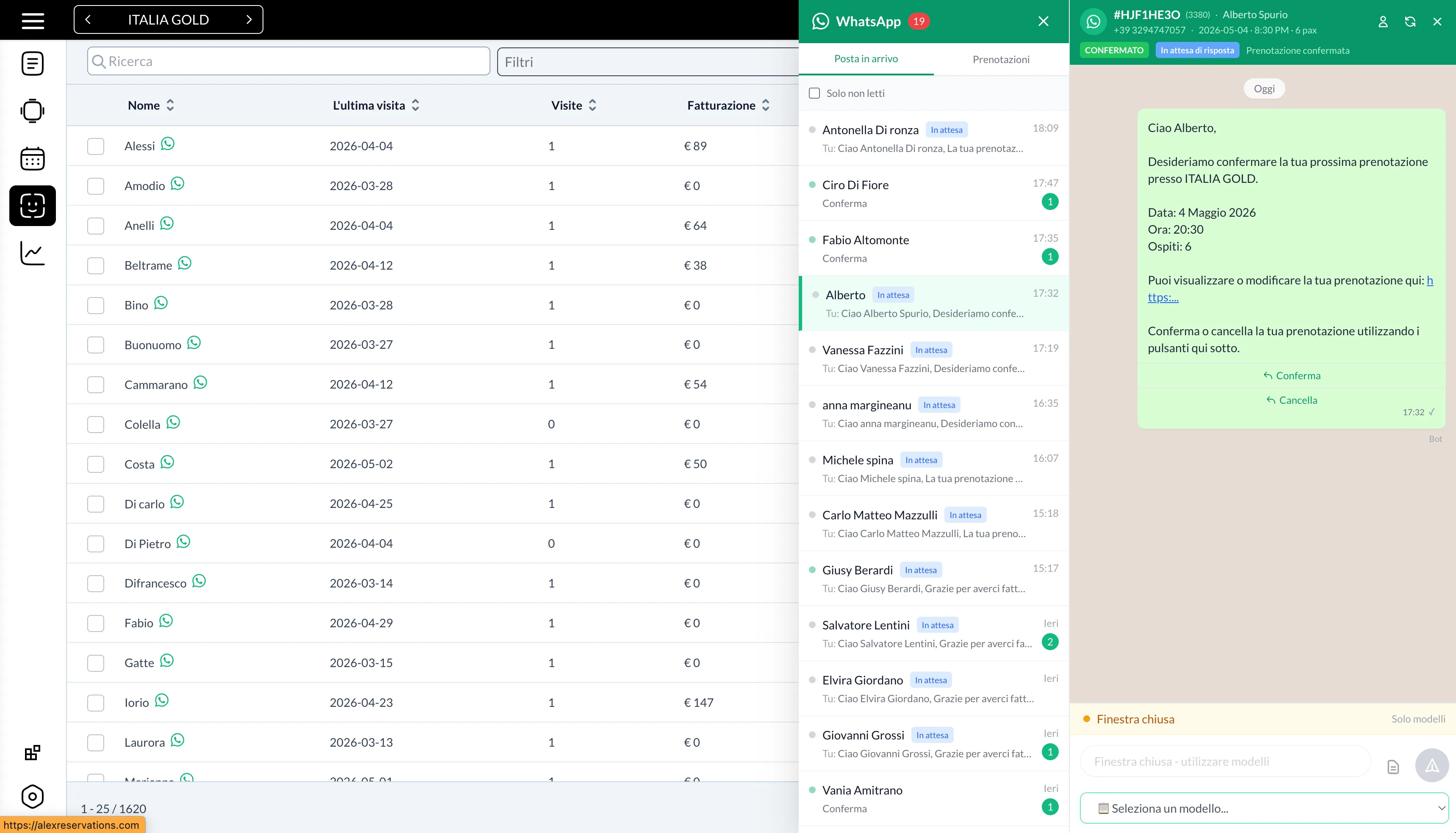 Customers CRM with tags and visit history